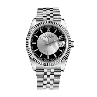 Pre-owned Rolex Datejust 36 36mm Men's Watch - ref 116234 Black&Silver Tuxedo Dial