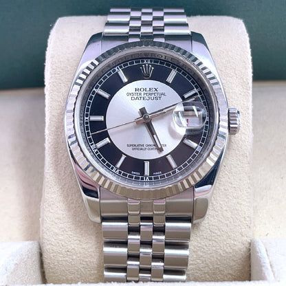 Pre-owned Rolex Datejust 36 36mm Men's Watch - ref 116234 Black&Silver Tuxedo Dial