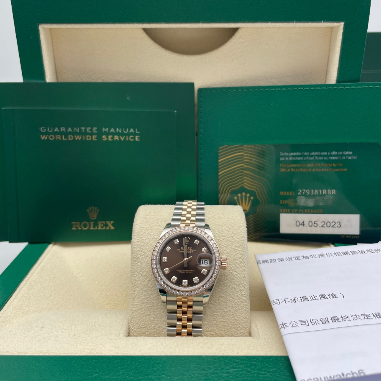 中古ロレックス レディ デイトジャスト 28mm レディース腕時計 - Ref. 279174 ピンク文字盤 (2022年)