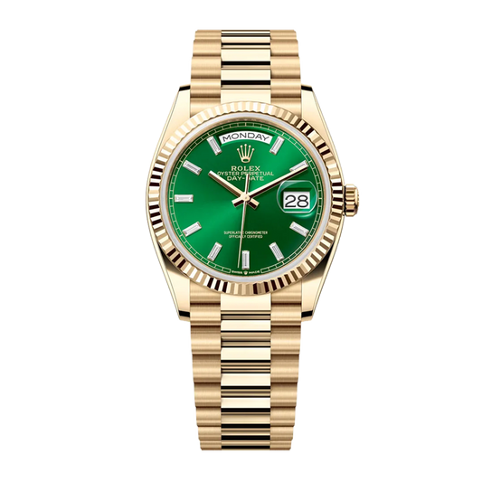 中古ロレックス デイデイト 36mm メンズ腕時計 - Ref. 128238 グリーンダイヤル (2025)