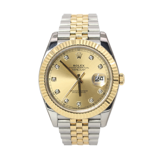 Pre-owned Rolex Datejust 41 41mm Men's Watch - ref 126333 Champagne & Diamond Dial (2019)