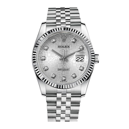 Pre-owned Rolex Datejust 36 36mm Men's Watch - ref 116234G Diamond & Silver Dial