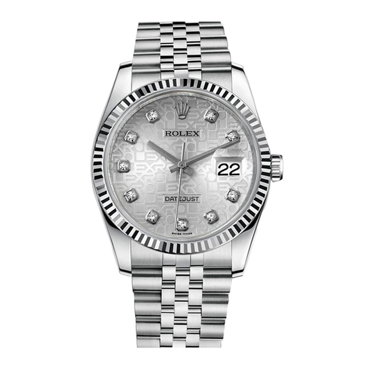 Pre-owned Rolex Datejust 36 36mm Men's Watch - ref 116234G Diamond & Silver Dial