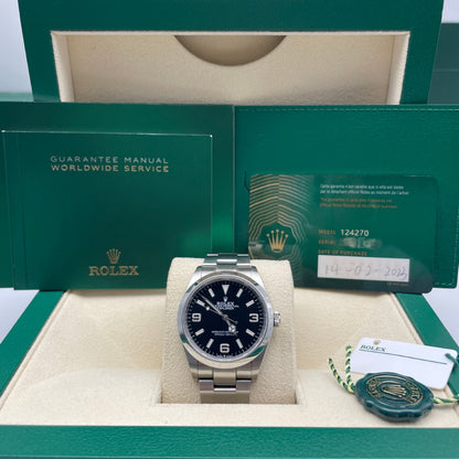 Pre-owned Rolex Explorer 36 36mm Men's Watch - ref 124270 Black Dial (2023)