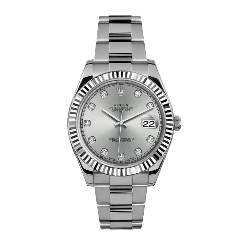 Pre-owned Rolex Datejust 41mm Men's Watch - ref 116334 Diamond-Gray Dial (2012)