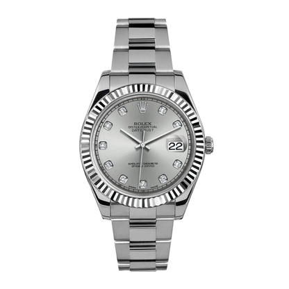 Pre-owned Rolex Datejust 41mm Men's Watch - ref 116334 Diamond-Gray Dial (2012)
