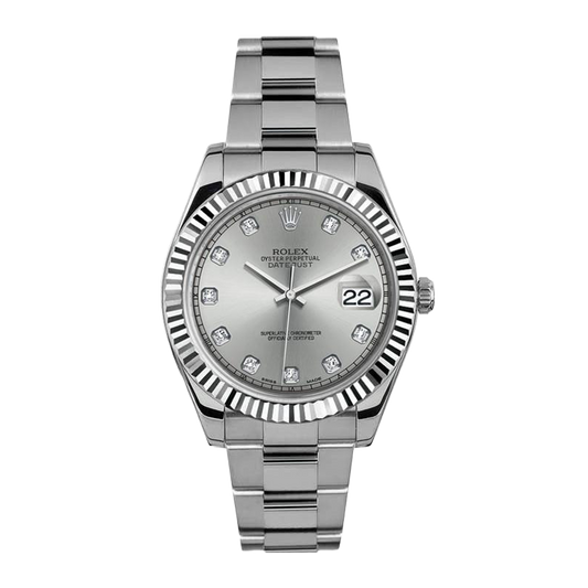 Pre-owned Rolex Datejust 41mm Men's Watch - ref 116334 Diamond-Gray Dial (2012)