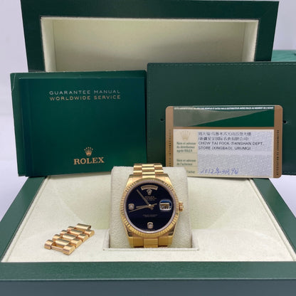 Pre-owned Rolex Day-Date 36mm Men's Watch - ref 118238 Soild 18k Gold Onyx Diamond Dial (2012)