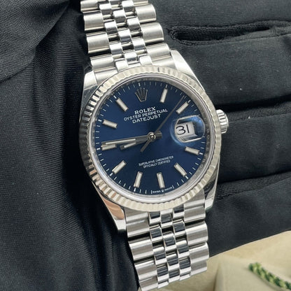 中古 ロレックス デイトジャスト 36 36mm メンズ腕時計 - Ref. 126234 ブルーダイヤル (2021年)