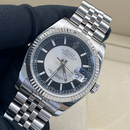 Pre-owned Rolex Datejust 36 36mm Men's Watch - ref 116234 Black&Silver Tuxedo Dial