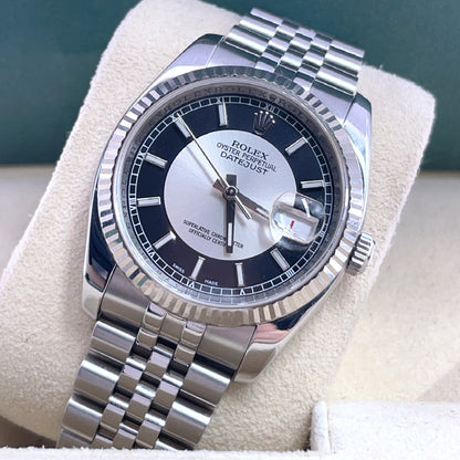 Pre-owned Rolex Datejust 36 36mm Men's Watch - ref 116234 Black&Silver Tuxedo Dial