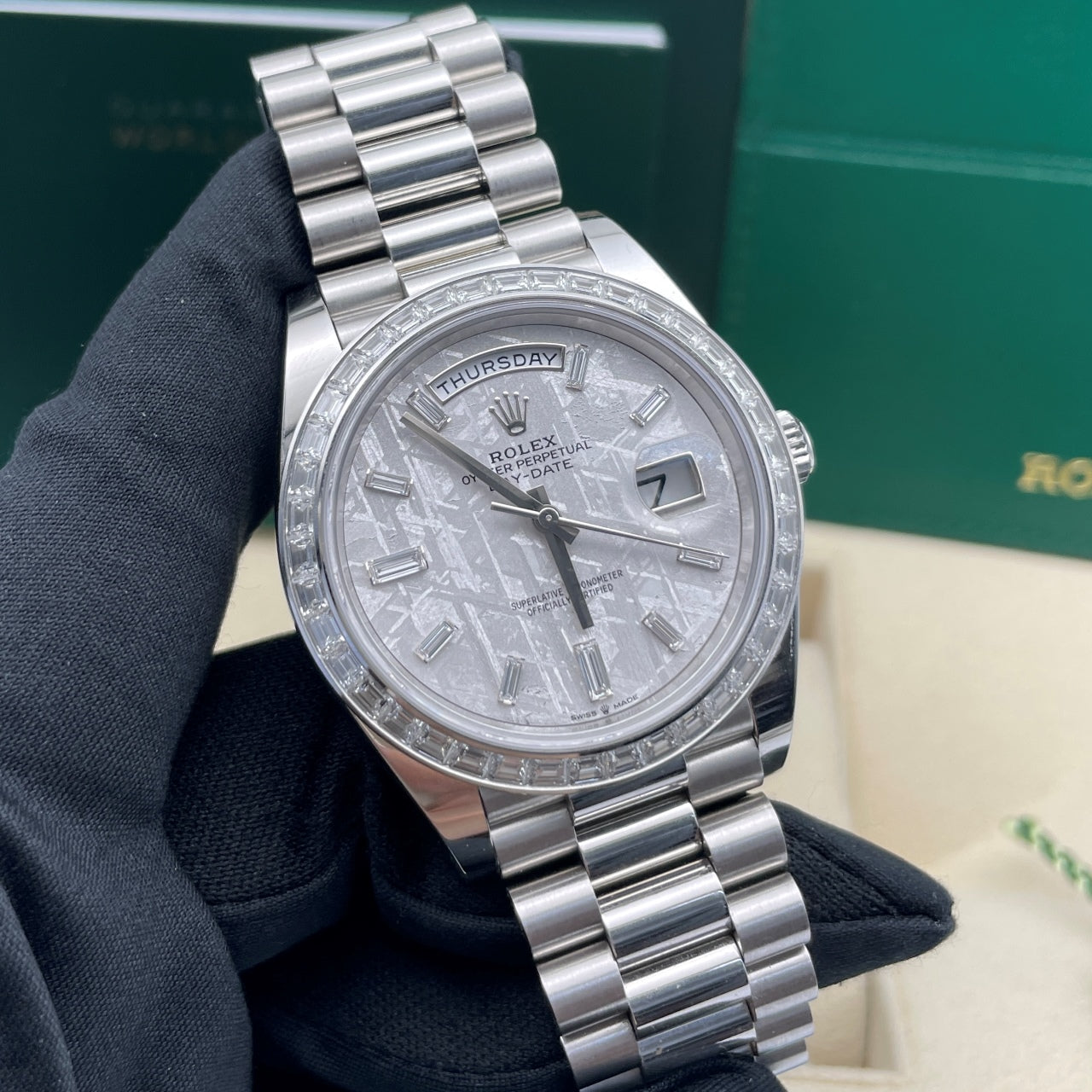 Pre-owned Rolex Day-Date 40 40mm Men's Watch - ref 228396TBR Meteorite Dial (2022)