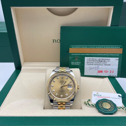 Pre-owned Rolex Datejust 41 41mm Men's Watch - ref 126333 Champagne & Diamond Dial (2019)