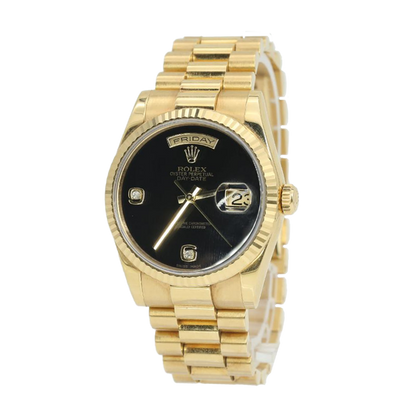Pre-owned Rolex Day-Date 36mm Men's Watch - ref 118238 Soild 18k Gold Onyx Diamond Dial (2012)
