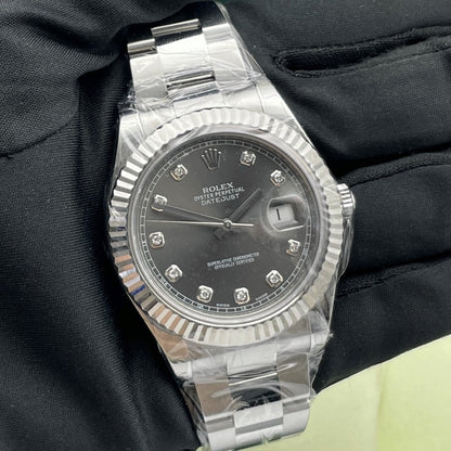 Pre-owned Rolex Datejust 41mm Men's Watch - ref 116334 Diamond-Gray Dial (2012)