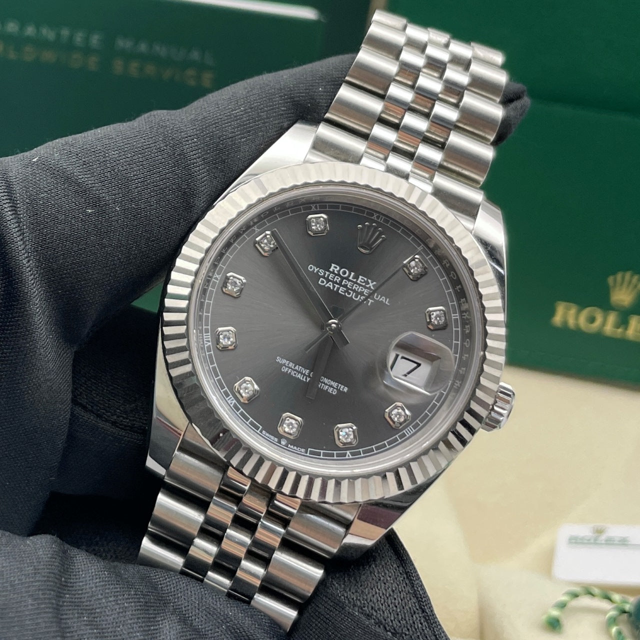 Pre-owned Rolex Datejust 41 41mm Men's Watch - ref 126334 Gray & Diamond Dial (2024)