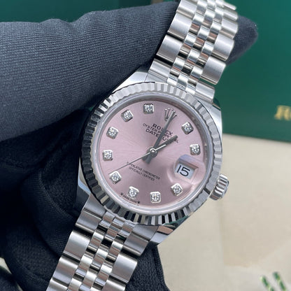 中古ロレックス レディ デイトジャスト 28mm レディース腕時計 - Ref. 279174 ピンク文字盤 (2022年)