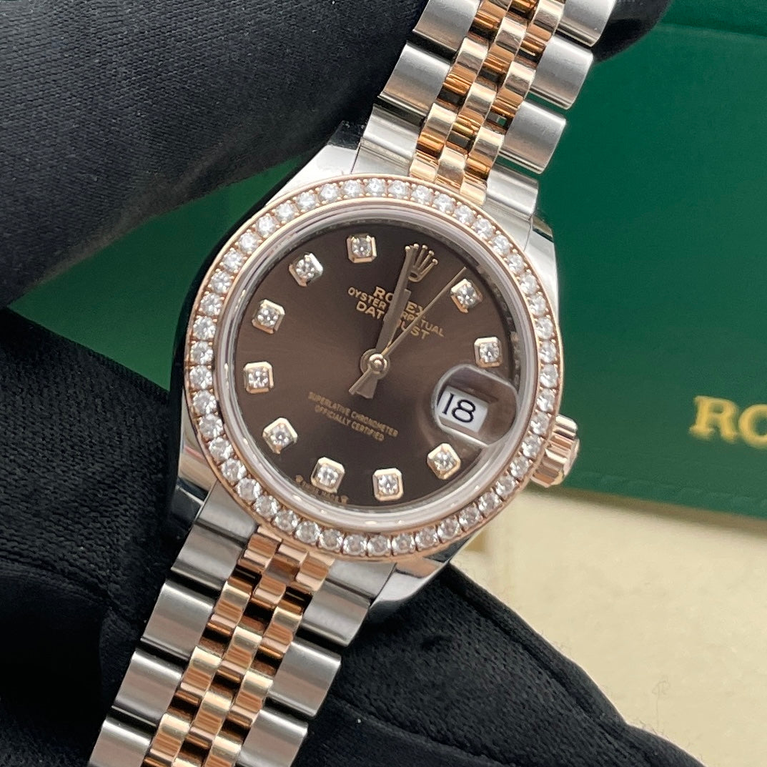 中古ロレックス レディ デイトジャスト 28mm レディース腕時計 - Ref. 279174 ピンク文字盤 (2022年)