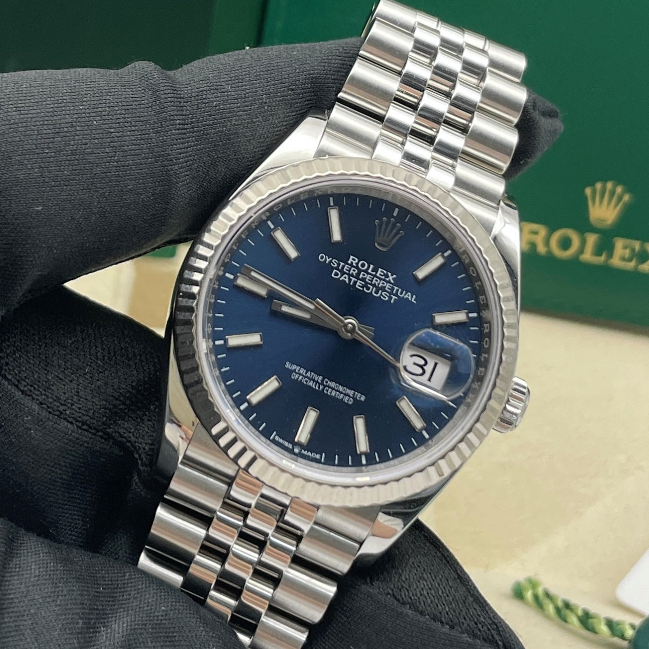 中古 ロレックス デイトジャスト 36 36mm メンズ腕時計 - Ref. 126234 ブルーダイヤル (2021年)