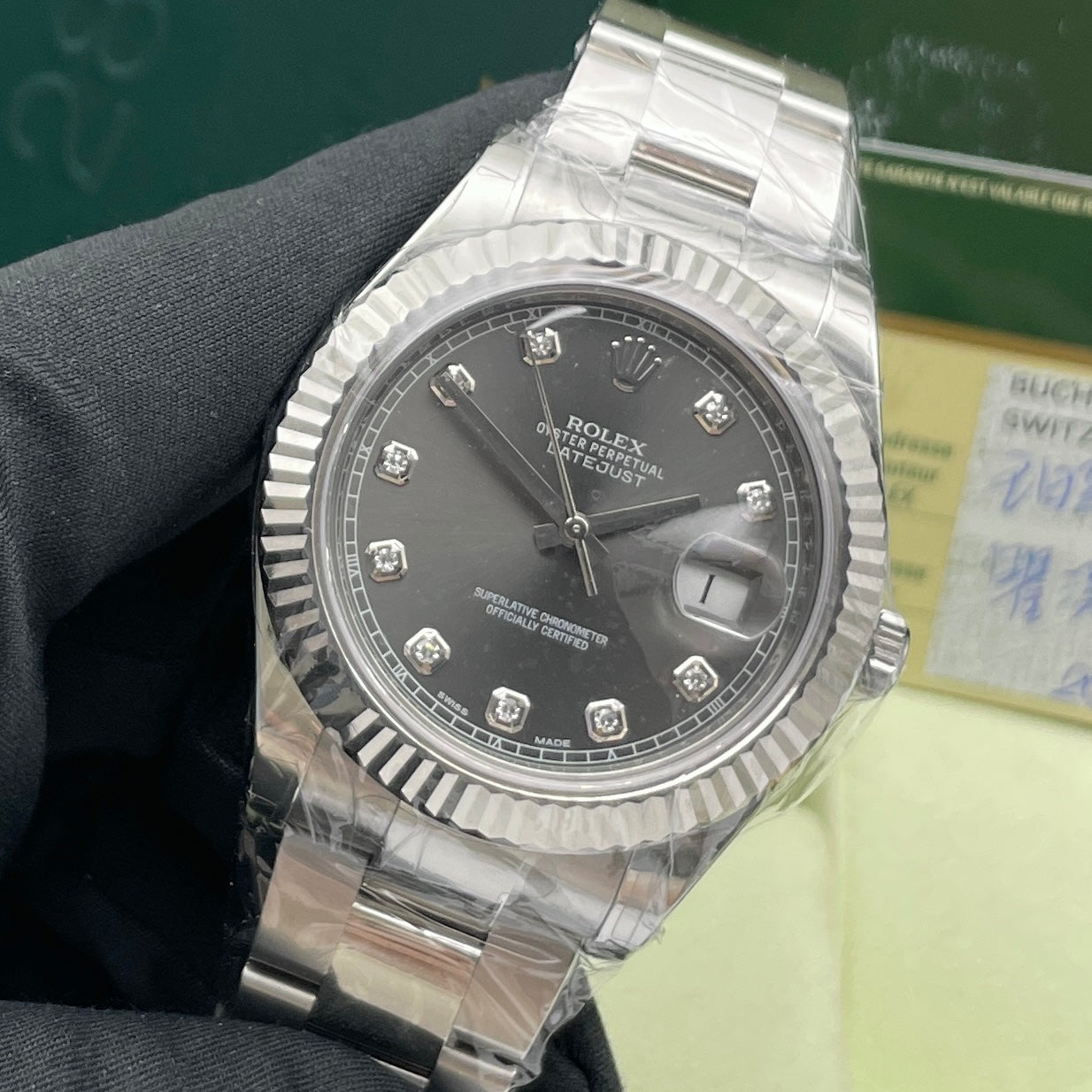 Pre-owned Rolex Datejust 41mm Men's Watch - ref 116334 Diamond-Gray Dial (2012)