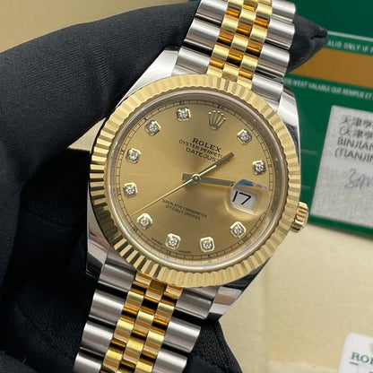 Pre-owned Rolex Datejust 41 41mm Men's Watch - ref 126333 Champagne & Diamond Dial (2019)