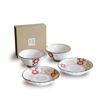 Shotengai-Awasaka Japanese Chrysanthemum Ceramic Dinnerware Set