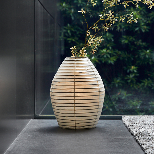 Traditional Japanese Lamp| Oval-Shape Paper Kyo-Chochin Lantern Vase