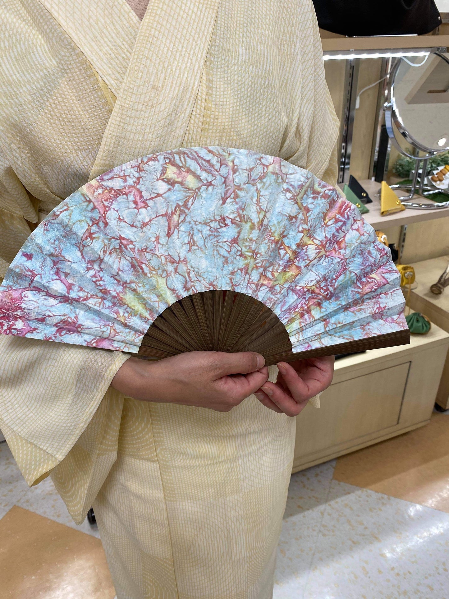 Shotengai-Gibier Deerskin Hand Fan - Palette