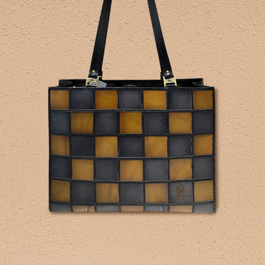 Shotengai-Rickeiy Black and Orange Mosaic Tote Bag B4