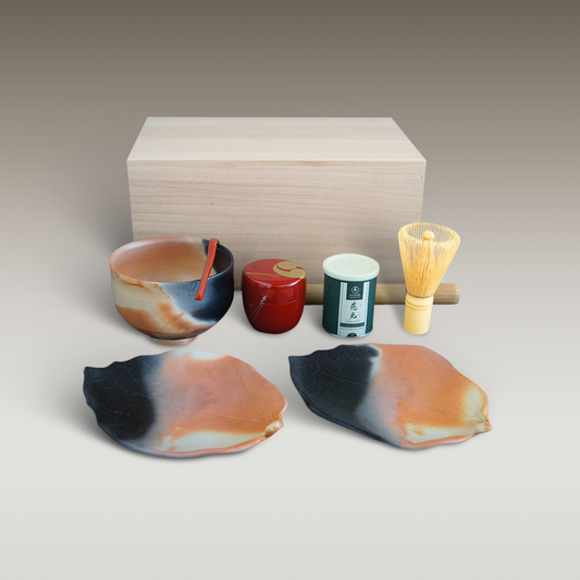 Shotengai-Unka-yaki-Twilight Red Matcha Tea Set