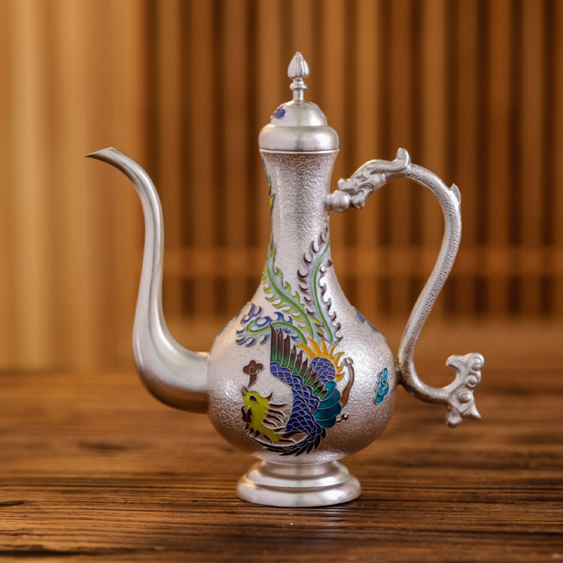 Chinese Hand-Hammered Silver Teapot