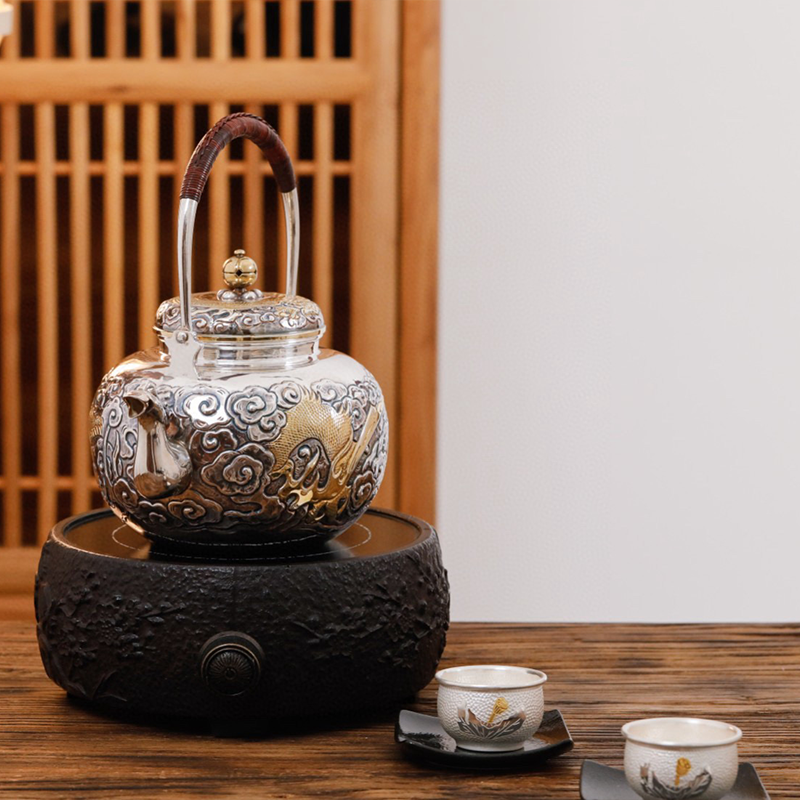 Chinese Hand-Hammered Silver Tea set