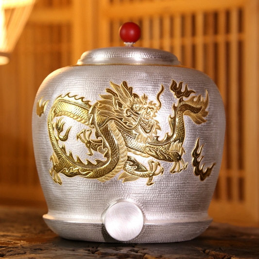 Chinese Hand-Hammered Silver Water Pot